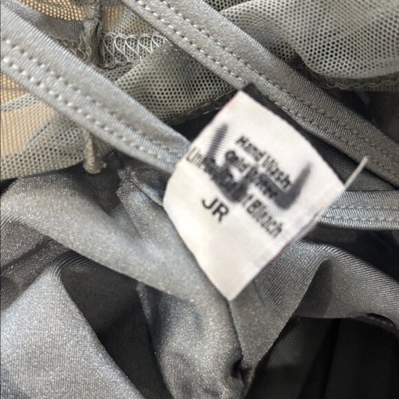 LA Designs Jr. Gray Dance Costume with Long Skirt | Open Back | youth Junior - Picture 8 of 8